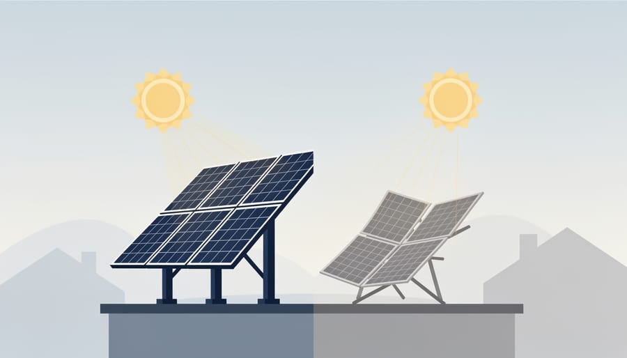 Solar inverter and battery storage unit in a clean residential mechanical room with soft lighting